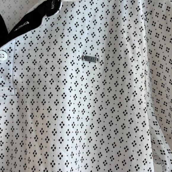 Men's Guess Black and White Large Polo Shirt - Picture 2 of 5